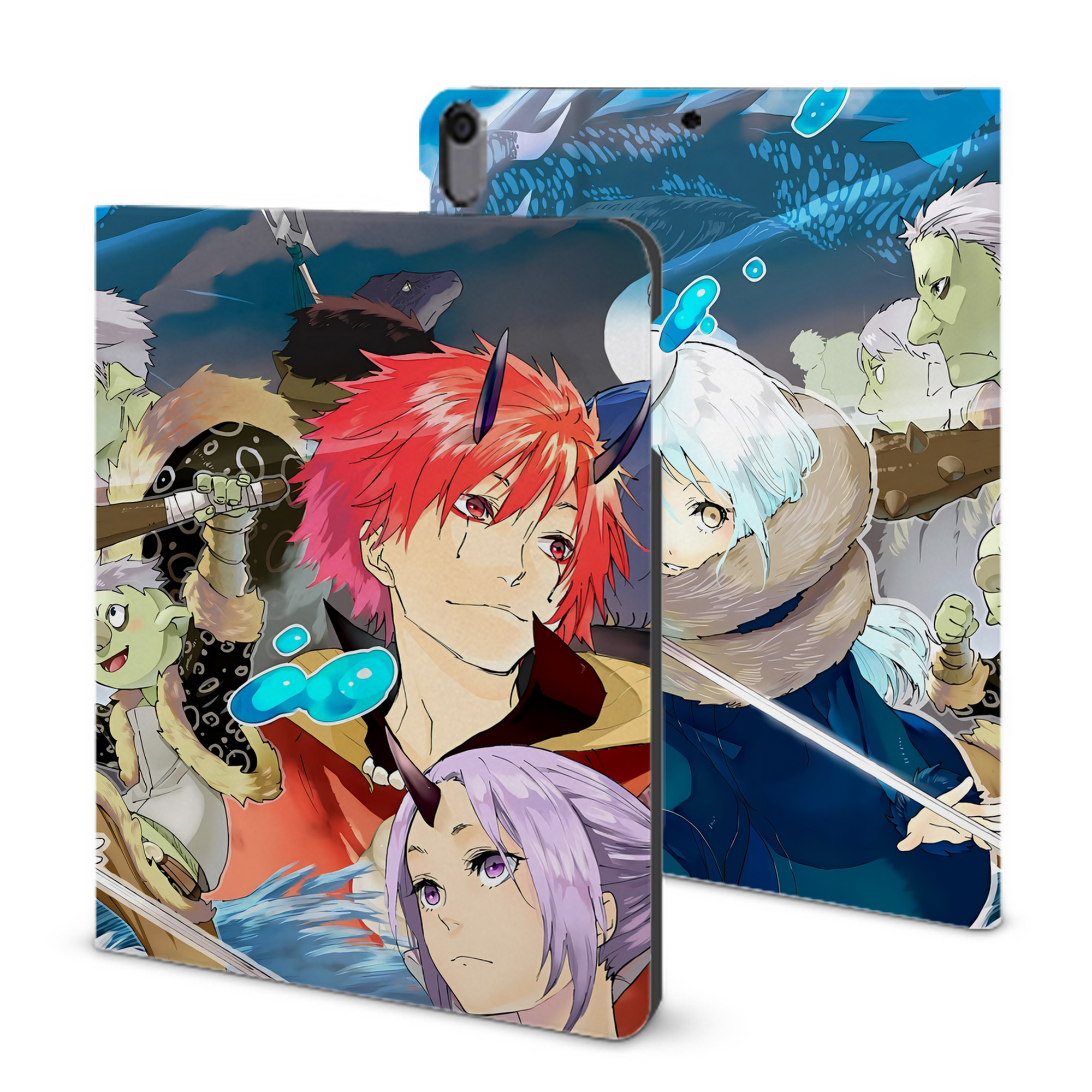 （画像用） 転スラ Regarding Reincarnated to Slime IPad ケース ブック型 PUレザー TPU 耐衝撃 軽量 薄型 ペン収納なし 全面保護 IPad 各モデル対応